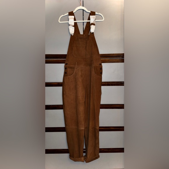 NWT $598 Free People Ziggy Suede Overalls 🤎 Size XS 🌾 Roasted Chestnut Brown - Picture 8 of 11